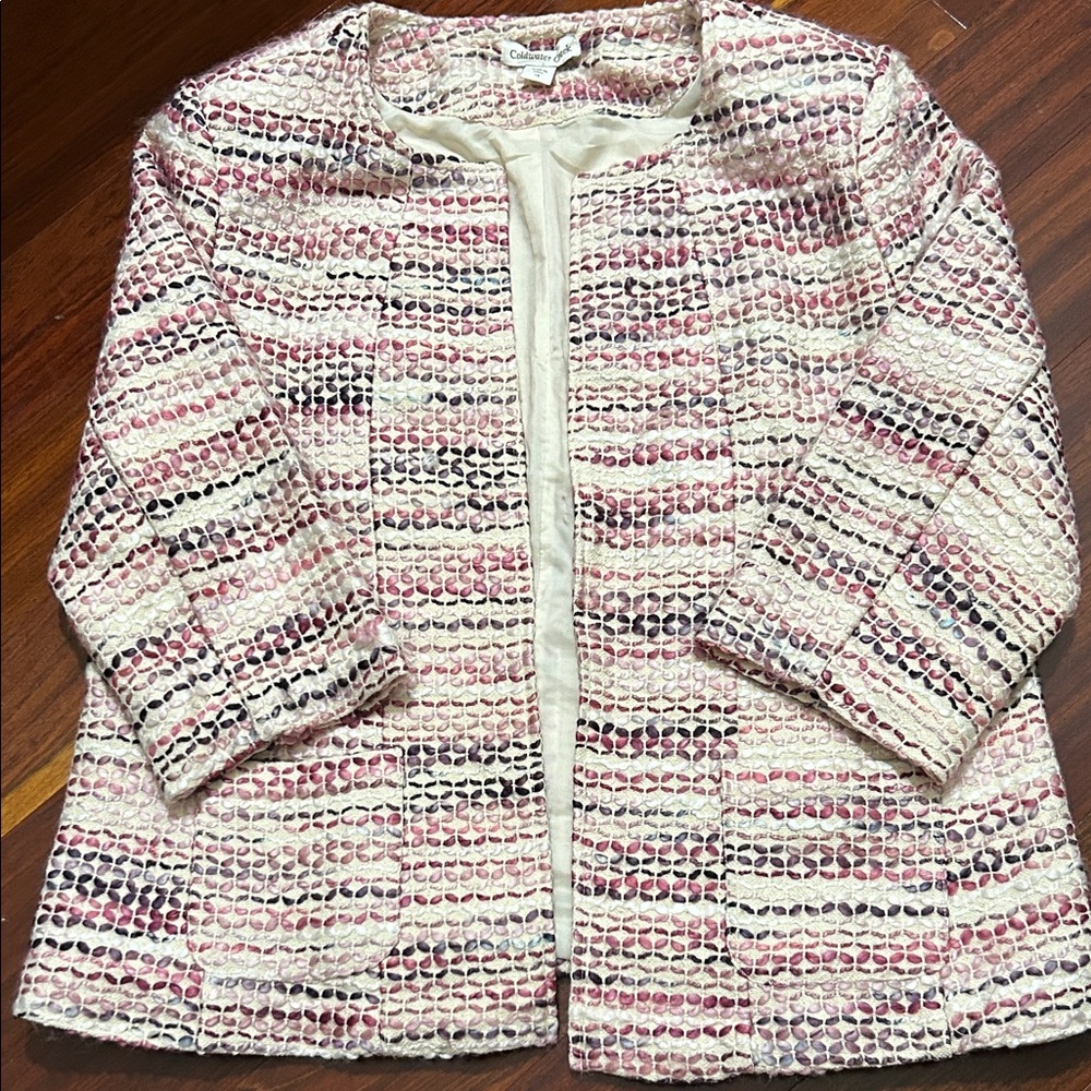 Coldwater Creek Pink and Cream Textured Blazer